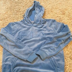 Fila blue velour small hoodie